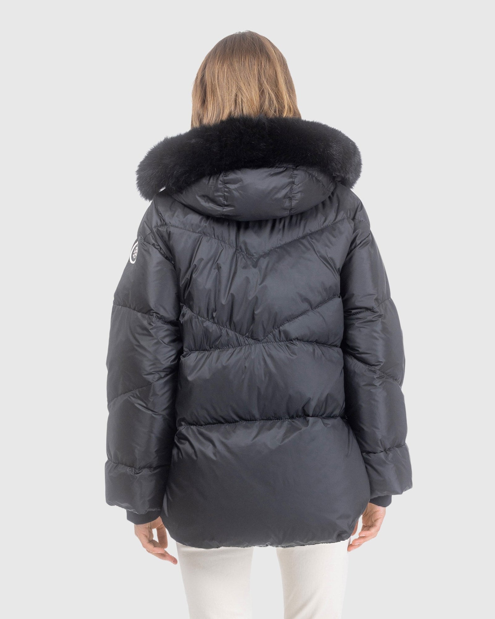 Après-Ski Jacket With Detachable Toscana Lamb Hood Trim | Black/Black (V12)