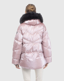 Après-Ski Jacket With Detachable Toscana Lamb Hood Trim | Pink/Black (V5)