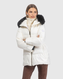 Après-Ski Jacket With Detachable Toscana Lamb Hood Trim | Ivory/Black (V9)