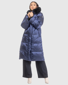 Après-Ski Jacket With Detachable Toscana Lamb Hood Trim | Ocean Blue/Black (V10)