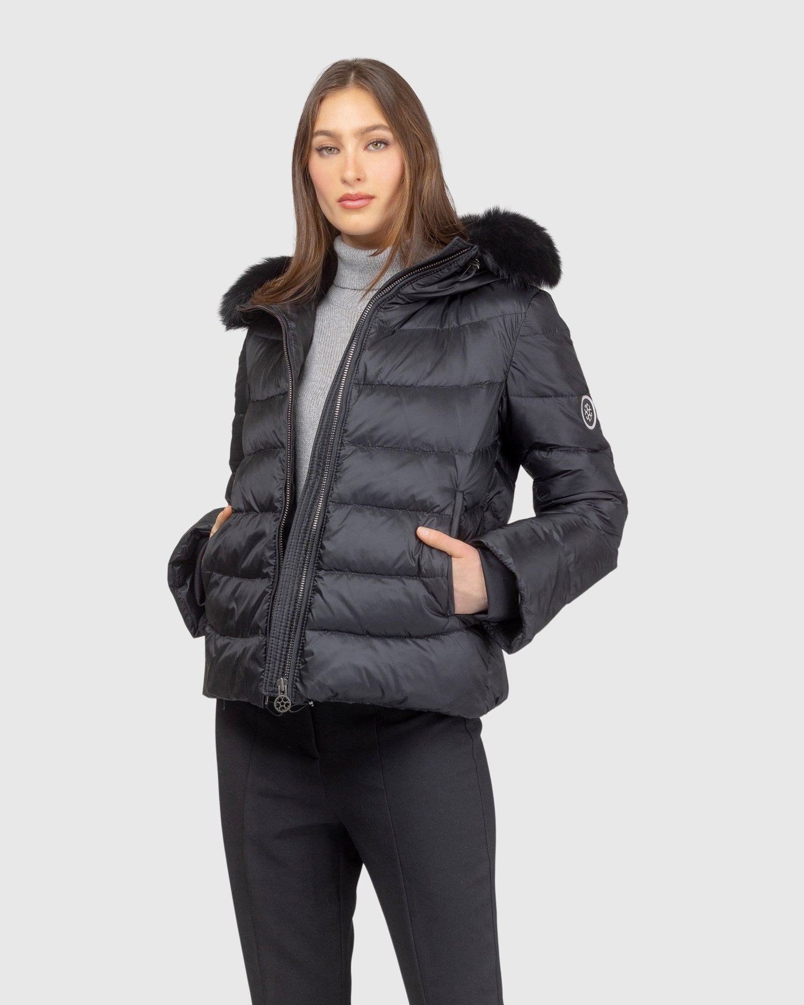 Après-Ski Jacket With Detachable Toscana Lamb Hood Trim | Black/Black (V6)