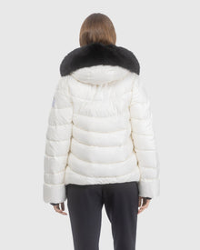 Après-Ski Jacket With Detachable Toscana Lamb Hood Trim | Ivory/Black (V3)