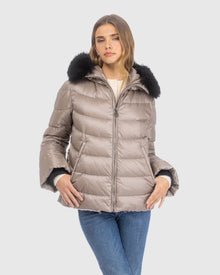 Après-Ski Jacket With Detachable Toscana Lamb Hood Trim | Stone/Black (V3)