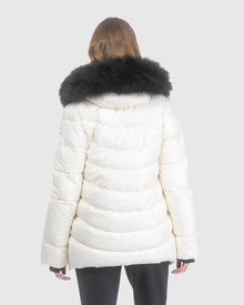 Après-Ski Jacket With Detachable Toscana Lamb Hood Trim | Ivory/Black (V4)
