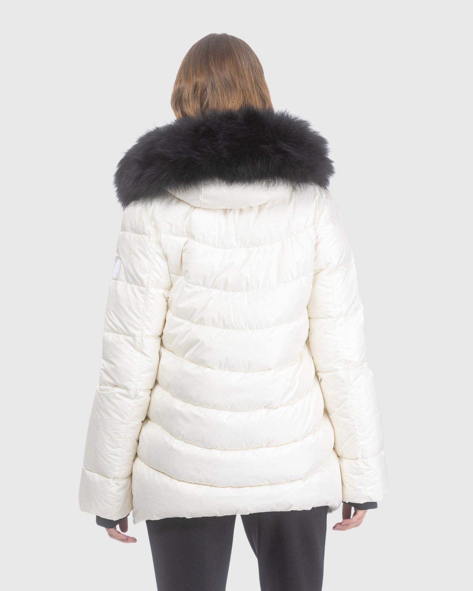 Après-Ski Jacket With Detachable Toscana Lamb Hood Trim | Ivory/Black (V4)