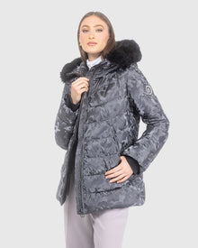 Après-Ski Jacket With Detachable Toscana Lamb Hood Trim | Gray Camo/Black (V4)