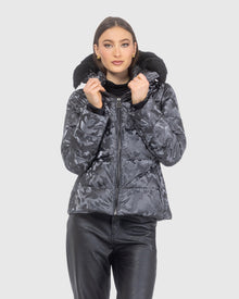 Après-Ski Jacket With Detachable Toscana Lamb Hood Trim | Gray Camo/Black (V6)