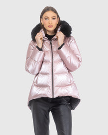 Après-Ski Jacket With Detachable Toscana Lamb Hood Trim | Pink/Black (V4)
