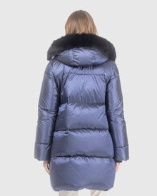 Après-Ski Jacket With Detachable Toscana Lamb Hood Trim | Ocean Blue/Black (V7)