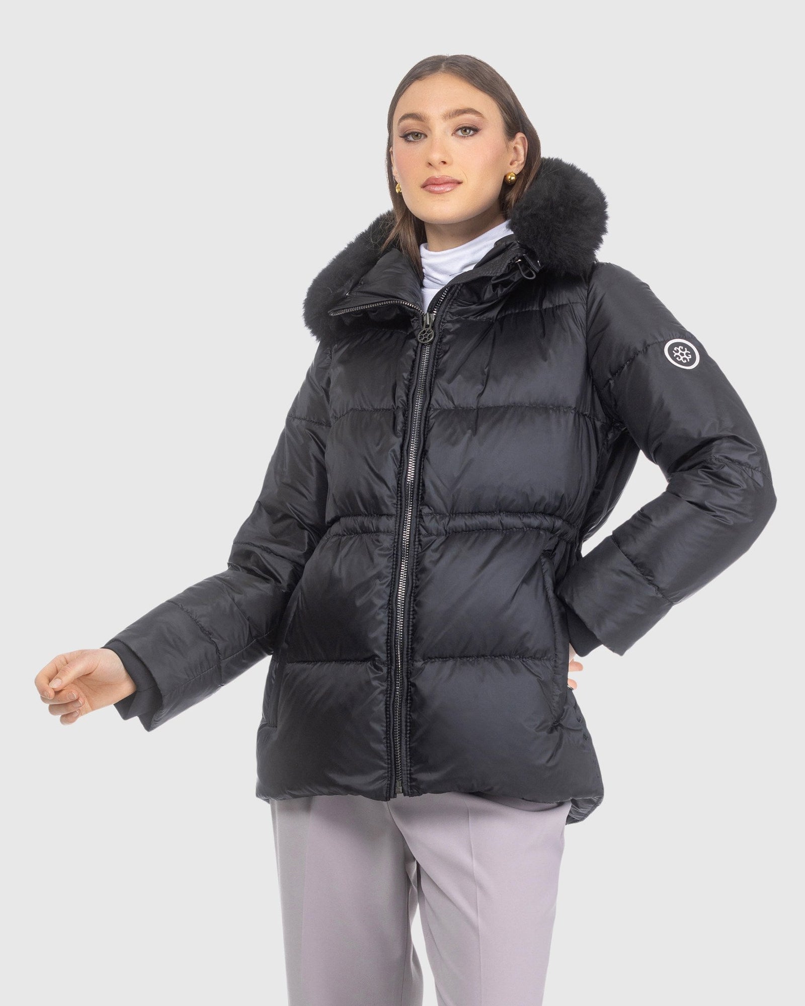 Après-Ski Jacket With Detachable Toscana Lamb Hood Trim | Black/Black (V19)