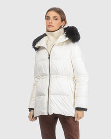 Après-Ski Jacket With Detachable Toscana Lamb Hood Trim | Ivory/Black (V9)