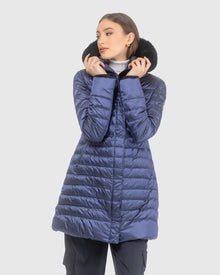 Après-Ski Jacket With Detachable Toscana Lamb Hood Trim | Ocean Blue/Black (V1)