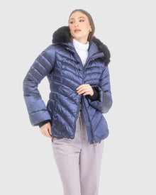 Après-Ski Jacket With Detachable Toscana Lamb Hood Trim | Ocean Blue/Black (V3)