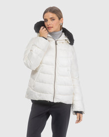 Après-Ski Jacket With Detachable Toscana Lamb Hood Trim | Ivory/Black (V3)