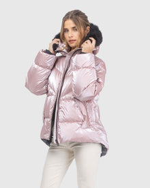 Après-Ski Jacket With Detachable Toscana Lamb Hood Trim | Pink/Black (V5)