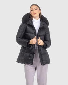 Après-Ski Jacket With Detachable Toscana Lamb Hood Trim | Black/Black (V19)