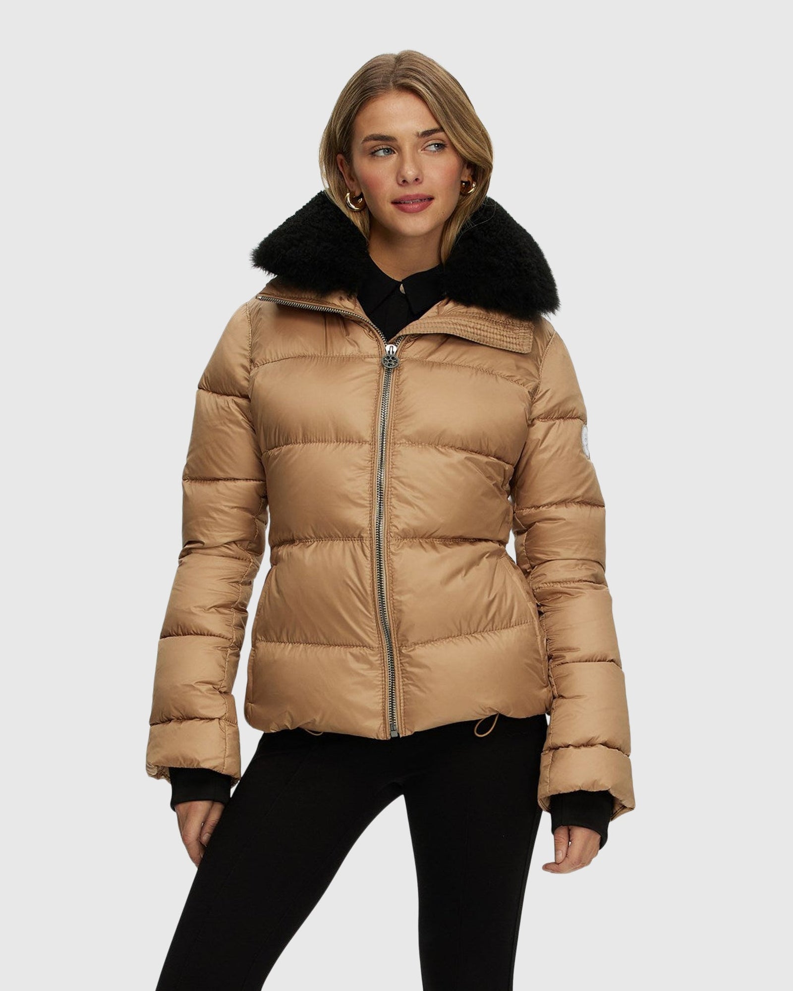 Après-Ski Jacket With Detachable Toscana Shearling Lamb Collar | Camel/Black