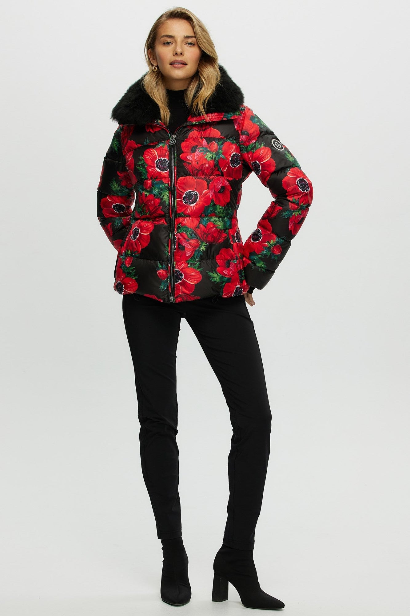 Après-Ski Jacket With Detachable Toscana Shearling Lamb Collar | Women | Black Poppy x Black