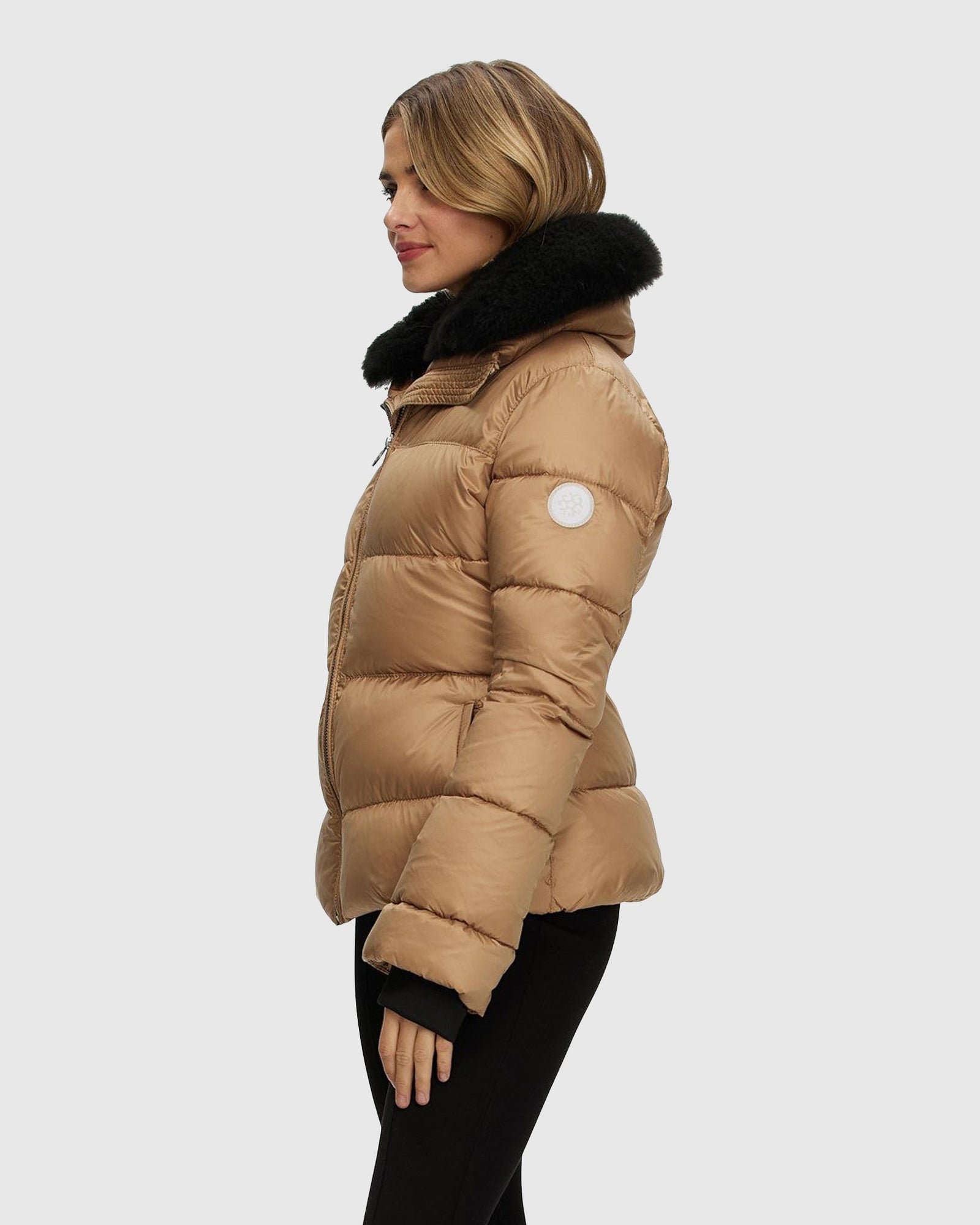 Après-Ski Jacket With Detachable Toscana Shearling Lamb Collar | Camel/Black