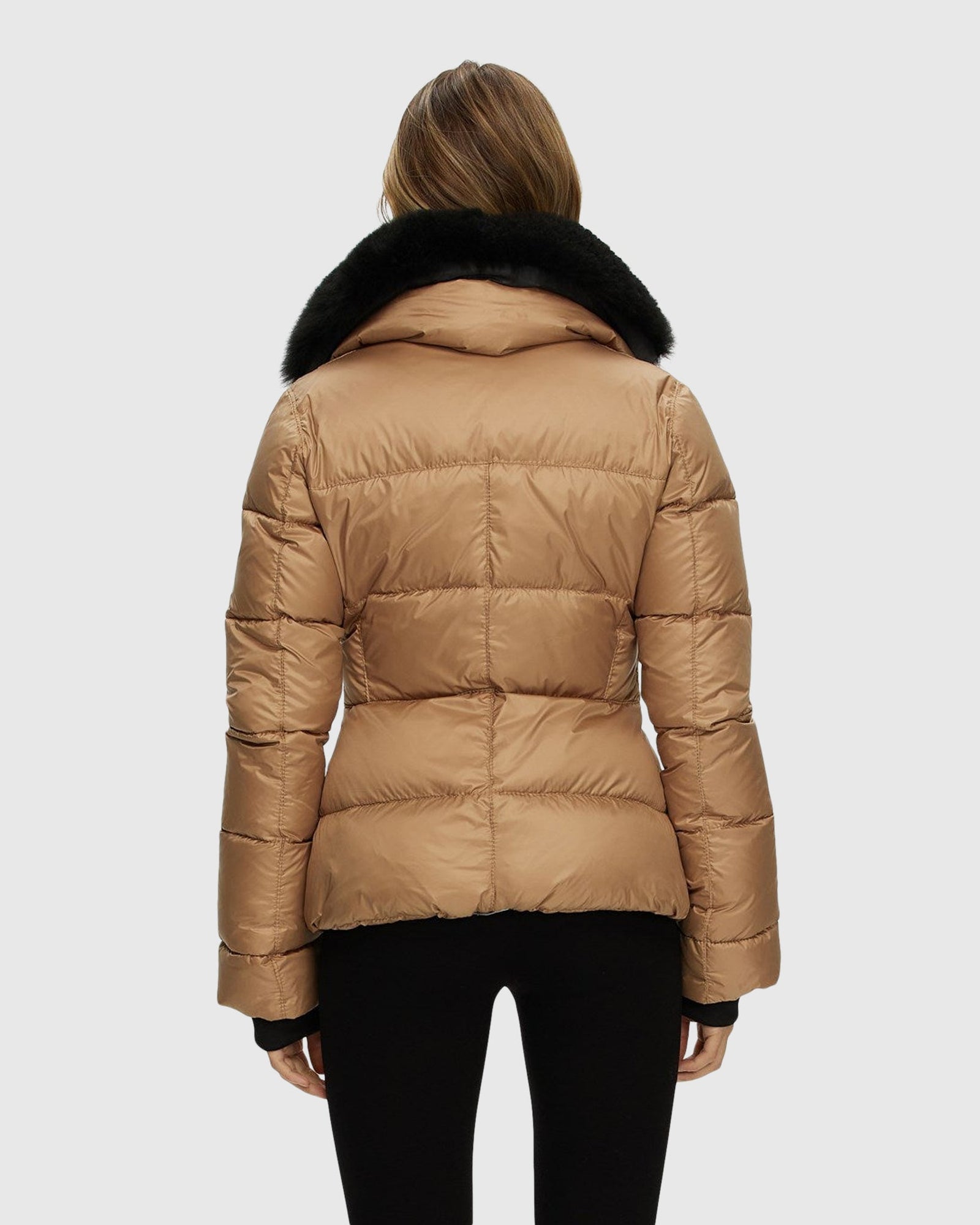 Après-Ski Jacket With Detachable Toscana Shearling Lamb Collar | Camel/Black
