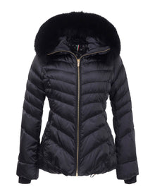 Après-Ski Jacket With Detachable Toscana Shearling Lamb Hood Trim | Women | Black x Black (V2)