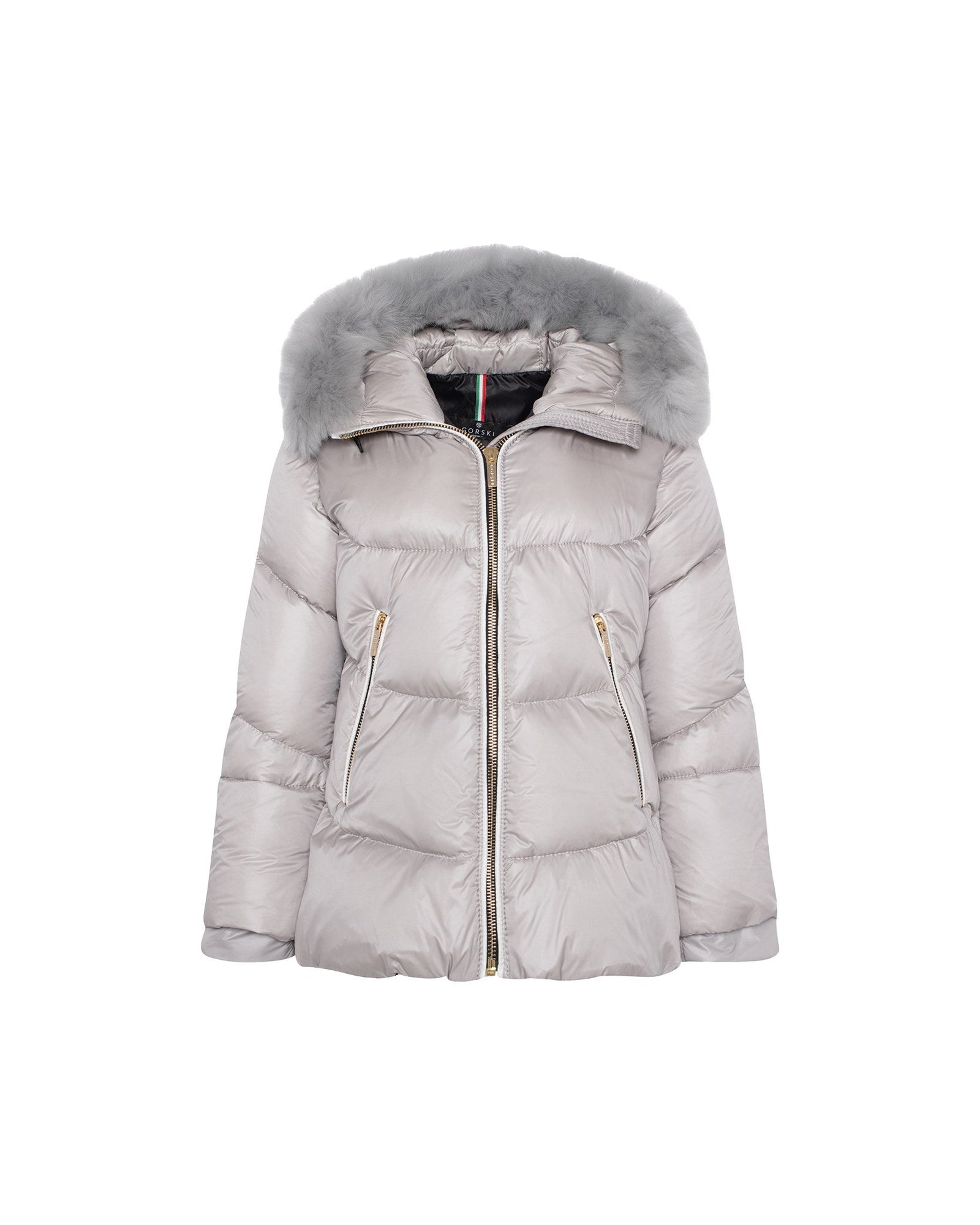 Après-Ski Jacket With Detachable Toscana Shearling Lamb Hood Trim | Women | Gray x Gray (V2)