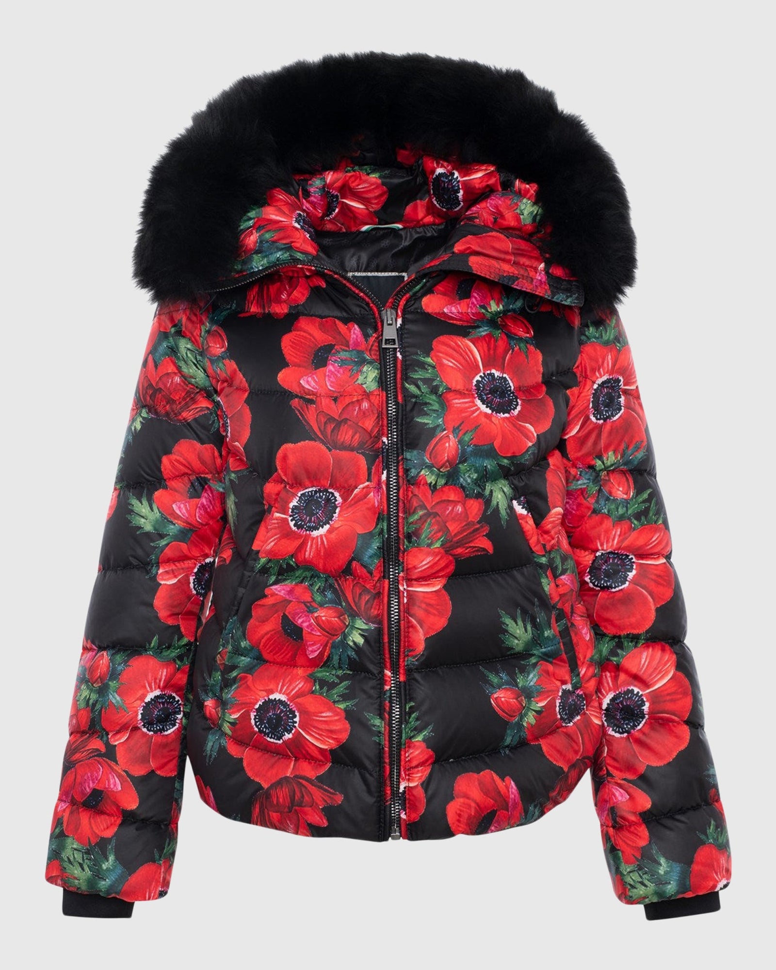 Après-Ski Jacket With Detachable Toscana Shearling Lamb Hood Trim | Black Poppy/Black