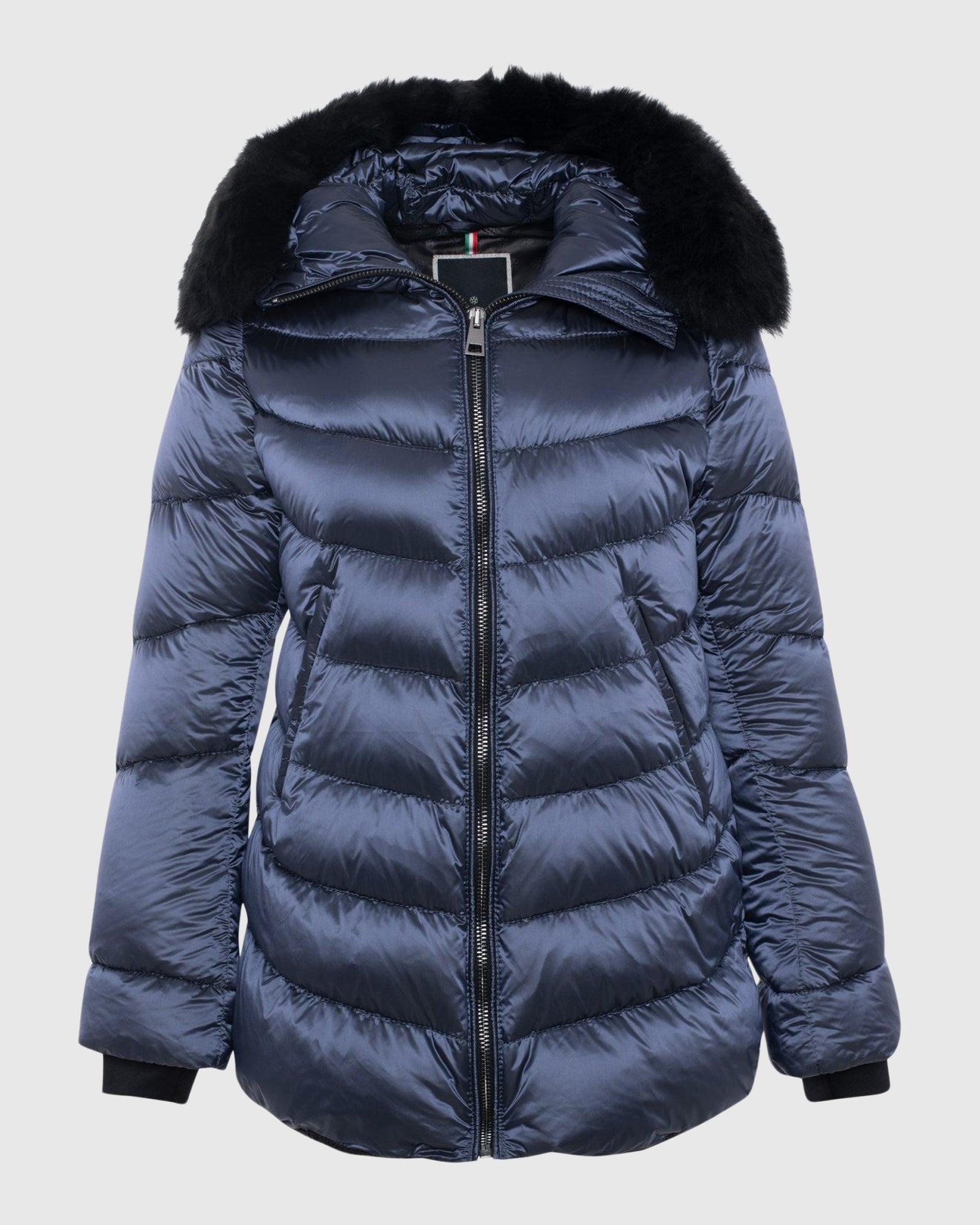 Après-Ski Jacket With Detachable Toscana Shearling Lamb Hood Trim | Ocean Blue/Black (V1)