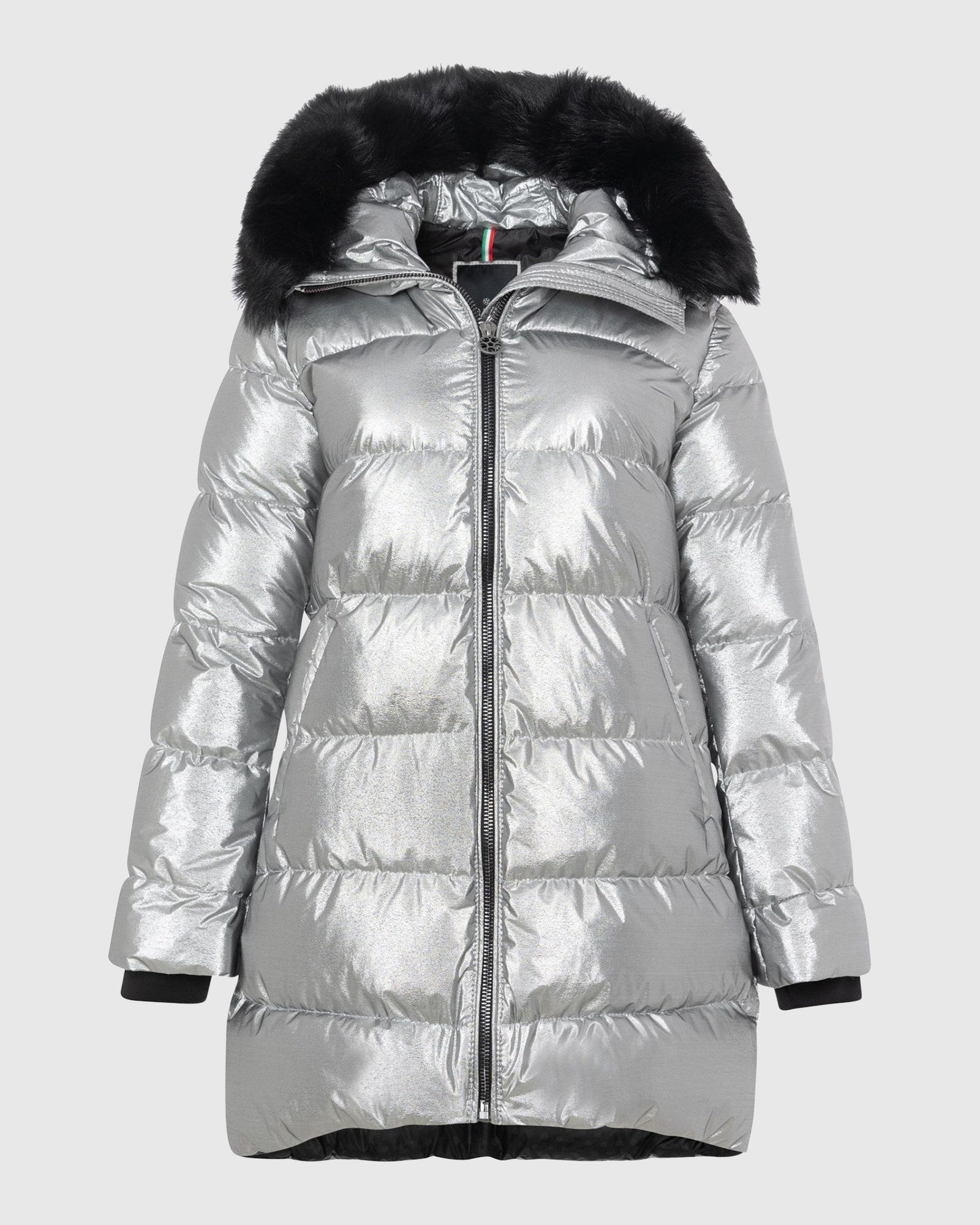 Après-Ski Jacket With Detachable Toscana Shearling Lamb Hood Trim | Silver/Black (V3)
