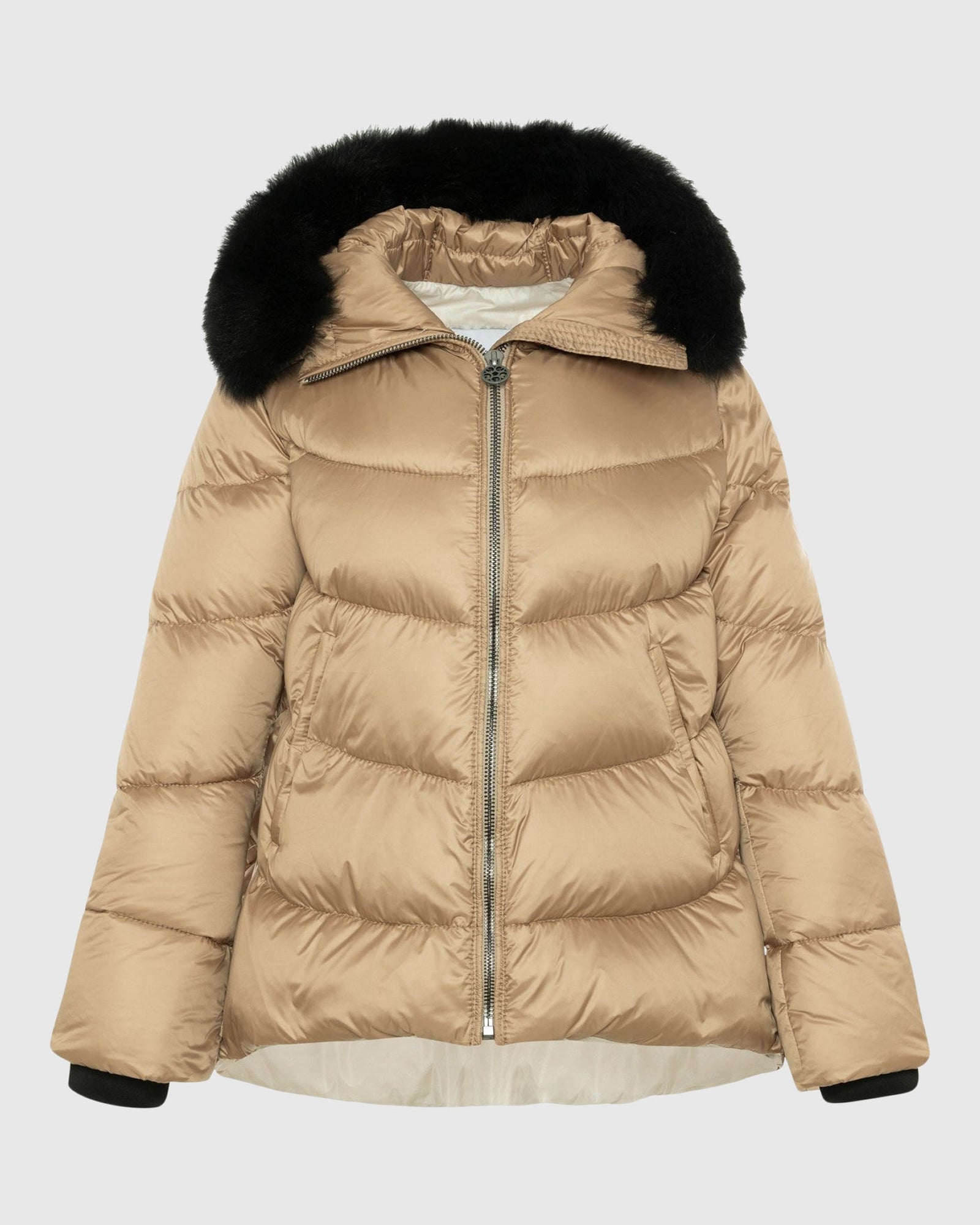 Après-Ski Jacket With Detachable Toscana Shearling Lamb Hood Trim | Camel/Black (V4)