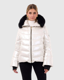 Après-Ski Jacket With Detachable Toscana Shearling Lamb Hood Trim | Platinum/Black (V1)