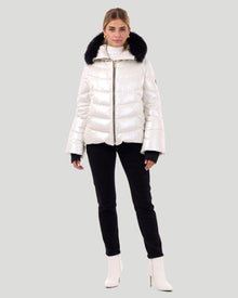 Après-Ski Jacket With Detachable Toscana Shearling Lamb Hood Trim | Women | Platinum x Black (V2)