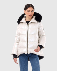 Après-Ski Jacket With Detachable Toscana Shearling Lamb Hood Trim | Platinum/Black (V2)