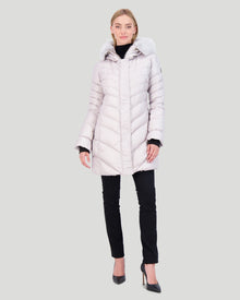 Après-Ski Jacket With Detachable Toscana Shearling Lamb Hood Trim | Women | Gray x Gray (V3)