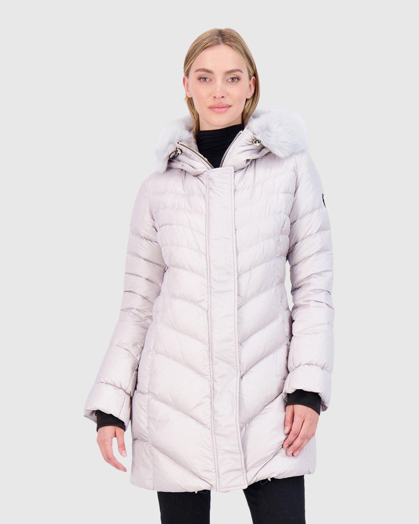 Après-Ski Jacket With Detachable Toscana Shearling Lamb Hood Trim | Gray/Gray (V1)