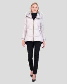 Après-Ski Jacket With Detachable Toscana Shearling Lamb Hood Trim | Women | Gray x Gray (V2)