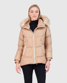 Après-Ski Jacket With Detachable Toscana Shearling Lamb Hood Trim | Camel/Whiskey (V2)