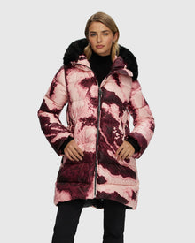 Après-Ski Jacket With Detachable Toscana Shearling Lamb Hood Trim | Burgundy Abstract/Black (V1)