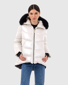 Après-Ski Jacket With Detachable Toscana Shearling Lamb Hood Trim | Platinum/Black (V2)