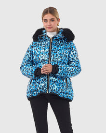 Après-Ski Jacket with Detachable Toscana Shearling Lamb Hood Trim | Sky Lprd/Black