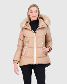 Après-Ski Jacket With Detachable Toscana Shearling Lamb Hood Trim | Camel/Whiskey (V2)