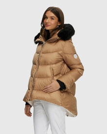 Après-Ski Jacket With Detachable Toscana Shearling Lamb Hood Trim | Camel/Black (V4)