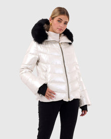 Après-Ski Jacket With Detachable Toscana Shearling Lamb Hood Trim | Platinum/Black (V1)