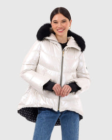 Après-Ski Jacket With Detachable Toscana Shearling Lamb Hood Trim | Platinum/Black (V2)
