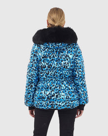 Après-Ski Jacket with Detachable Toscana Shearling Lamb Hood Trim | Sky Lprd/Black