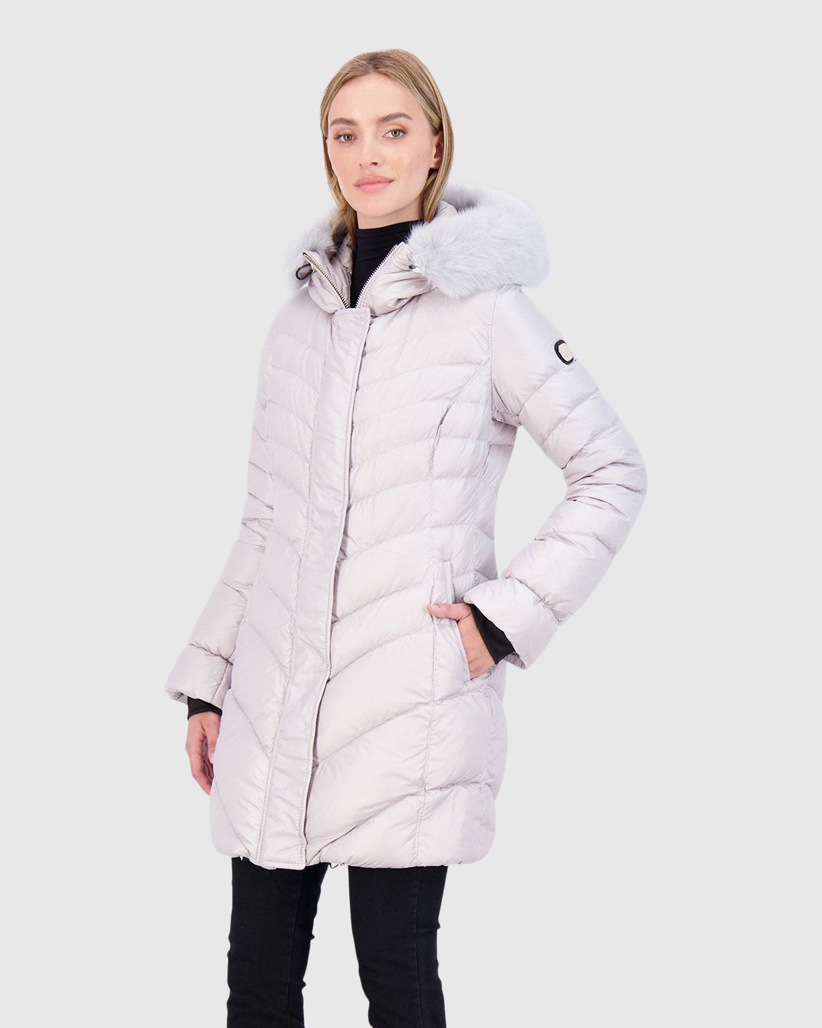 Après-Ski Jacket With Detachable Toscana Shearling Lamb Hood Trim | Gray/Gray (V1)