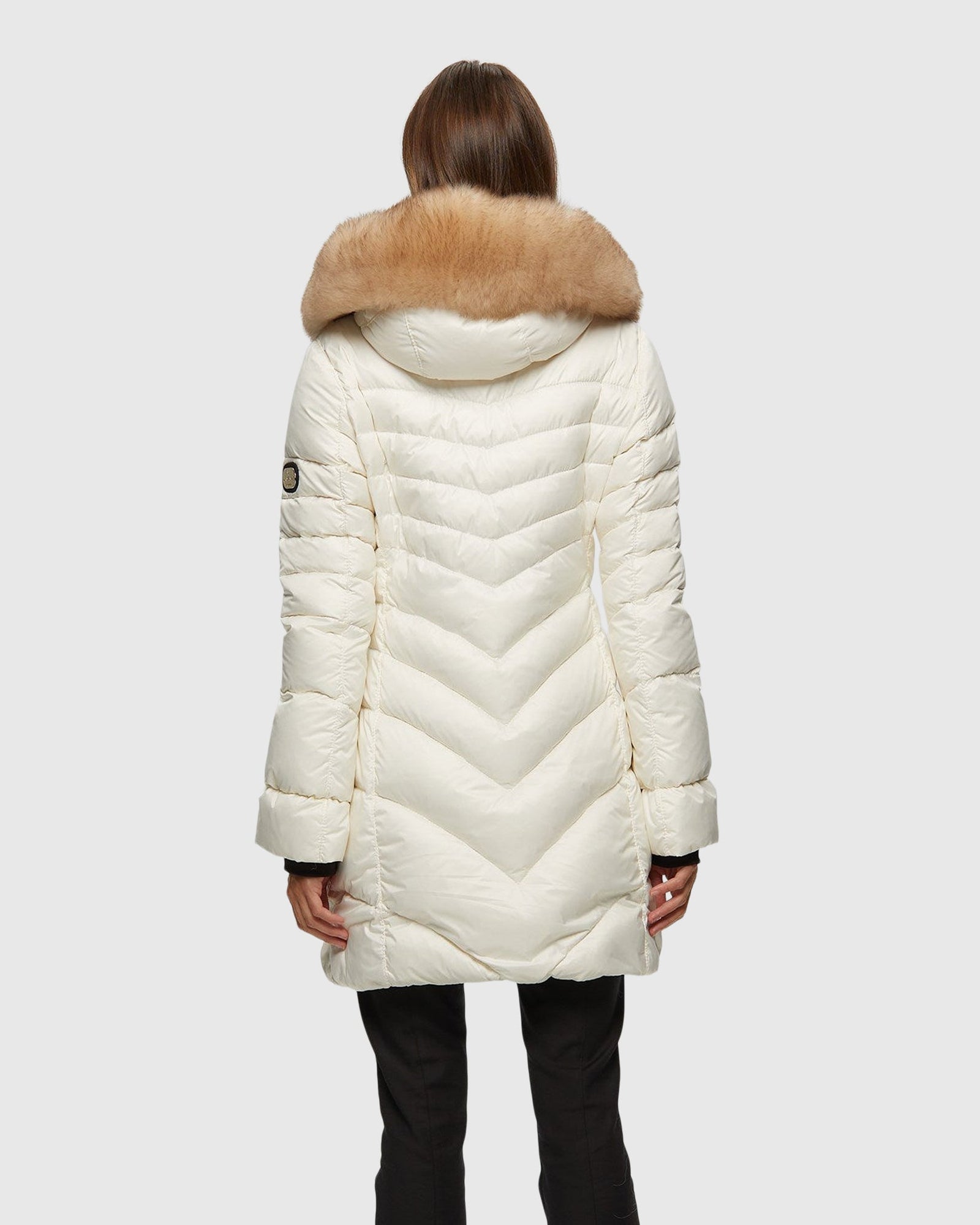 Après-Ski Jacket With Detachable Toscana Shearling Lamb Hood Trim | Ivory/Whiskey