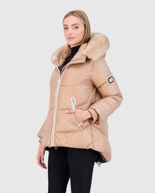 Après-Ski Jacket With Detachable Toscana Shearling Lamb Hood Trim | Camel/Whiskey (V2)