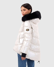 Après-Ski Jacket With Detachable Toscana Shearling Lamb Hood Trim | Platinum/Black (V2)