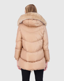 Après-Ski Jacket With Detachable Toscana Shearling Lamb Hood Trim | Camel/Whiskey (V2)